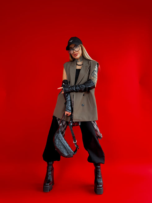 OVERSIZE jacket "SECURITY" - choco
